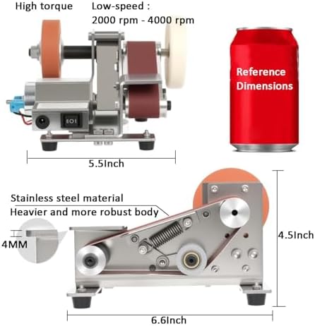 Belt Sander Electric Knife Sharpener Features 15-Degree Bevel And 90-Degree Platform Grinds Wood, Metal, Or Polishes Leather Goods And Wood Surfaces Wide Design Ensures Stability And Low Noise