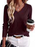 ANRABESS Sweaters for Women Lightweight Loose Fit V Neck Fall Outfits
