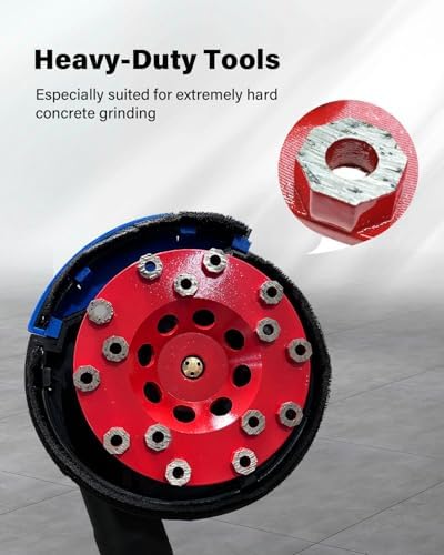 Diamond Grinding Cup Wheel for Hard Concrete Floor, Epoxy Coating Removal, 15 Aggressive Honeycomb Segments, 5 Inch 5/8”-11 Thread, 30/40 Grit