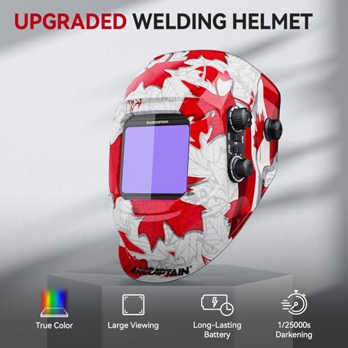 ARCCAPTAIN Auto Darkening Welding Helmet, 3.94"X3.66" Large Viewing Screen