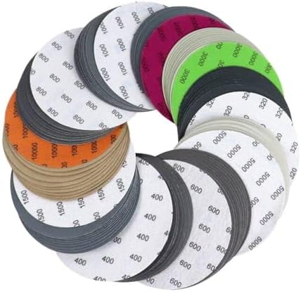 POLIWELL 6 Inch Wet Dry Sanding Discs 100Pcs Waterproof Sandpaper