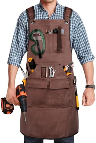 Woodworking Apron for Men, Shop Apron Bib Work Apron with 9 Tool Pockets