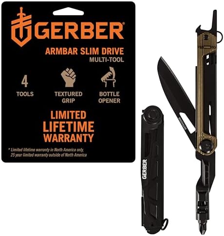 Gerber Gear Armbar Slim Drive Pocket Knife EDC Multitool with Screwdriver, Bottle Opener, Burnt Bronze