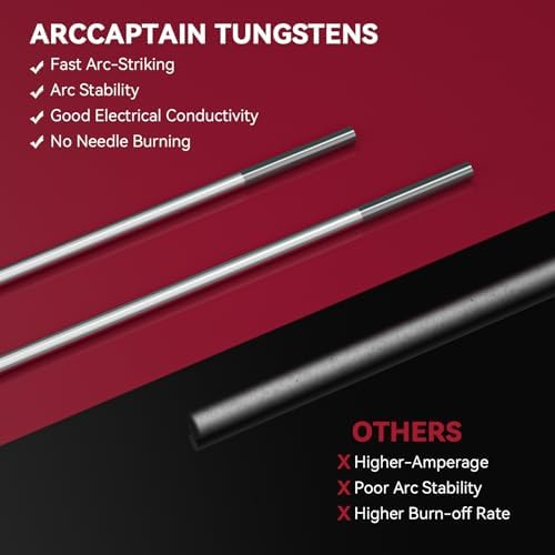 ARCCAPTAIN TIG Welding Tungsten Electrode 10-Pack 1/16"x 7"(Grey)