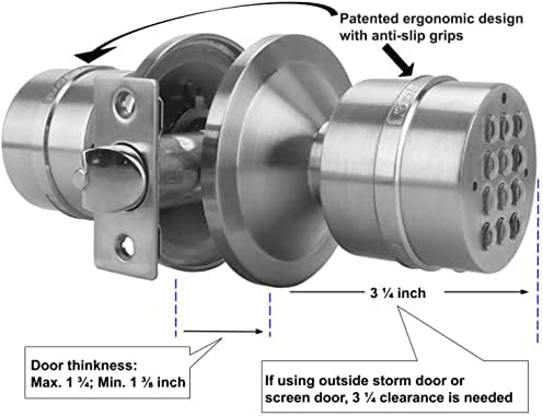 SoHoMiLL Electronic Door Knob (Spring Latch Lock; Not Deadbolt; Not Phone Connected), Single Front keypad YL 99, max Security