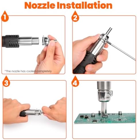 858D II Entry-Level Hot Air Rework Station Iron Kit with 3 Hot Air Nozzles (5/8/10mm), PID Temp Control, Adjustable Temp 212℉~896°F & Air Volume, °C/°F Conversion, Auto Stand-by Mode