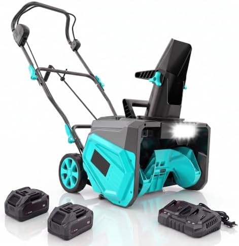 Garvee 40V 20" Cordless Snow Blower, Electric Snow Thrower Machine,Blue