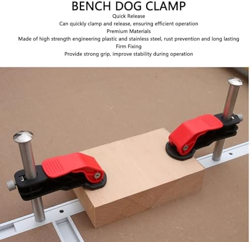 2Pcs Bench Dog Clamp, 20mm Adjustable Dog Hole Hold Down Clamp Jig, Quick Release Firm Grip Benchtop Hold Down Clamp for Woodworking Tools