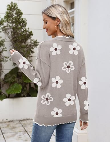 Zeagoo Women's 2026 Fall V Neck Sweater Long Sleeve Lightweight Knit Tops
