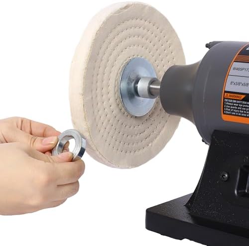 8-Inch Electric Polisher Bench Buffer Grinder - Includes 4PCs 80Ply Thic Buffing Wheels Ideal Benchtop Buffing Machine for Polishing Metal, Jewelry, Knives, Wood, Jade, and Plastic