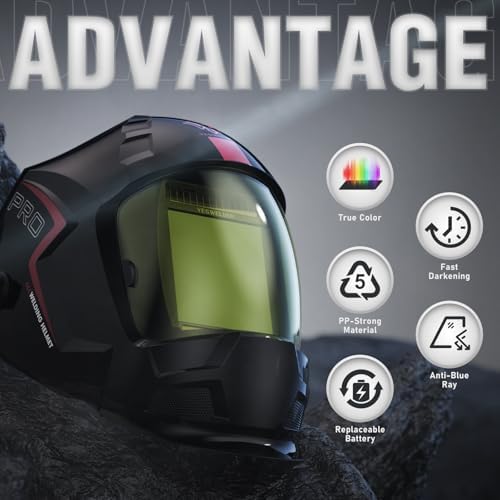 YESWELDER Auto-Darkening Welding Helmet, 3.94 x 3.66 in True Color View