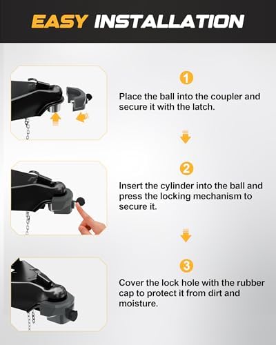 RETRUE Heavy Duty Trailer Lock for 2 5/16" Ball Hitch Coupler, Gray