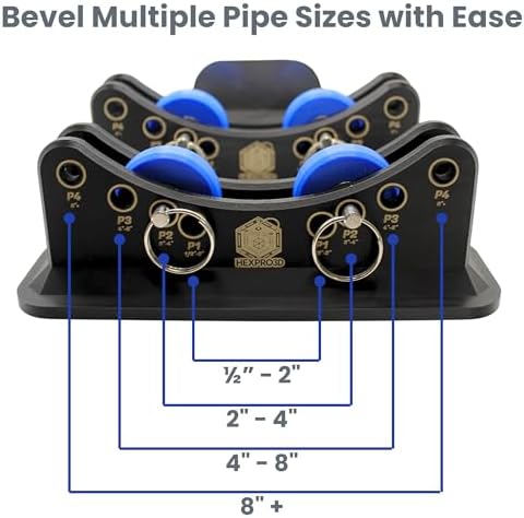 Magnetic Pipe Bevel Roller System for Welding & Fabrication – Adjustable Pipe Sizes, Turning Roller Stand for Grinding, Pipe Prep & Beveling – Fits 1/2" to 10" Pipe by HexPro3D