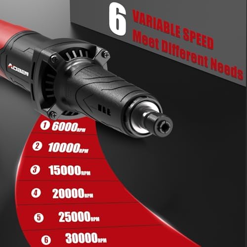 AOBEN Power Die Grinder Tool with 6 Speed Control Max 30000RPM, Electric Straight Grinder Tool with 1/4" Collet, Heavy-Duty for Metal Grinding, Polishing, Welding Repair
