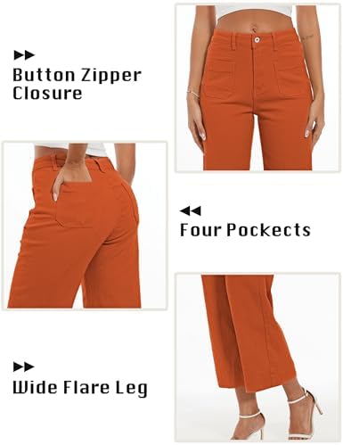 Wide Leg Jeans for Women Trendy High Waisted Flare Jeans Cropped Pants Stretchy Baggy
