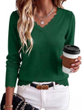 ANRABESS Sweaters for Women Lightweight Loose Fit V Neck Fall Outfits