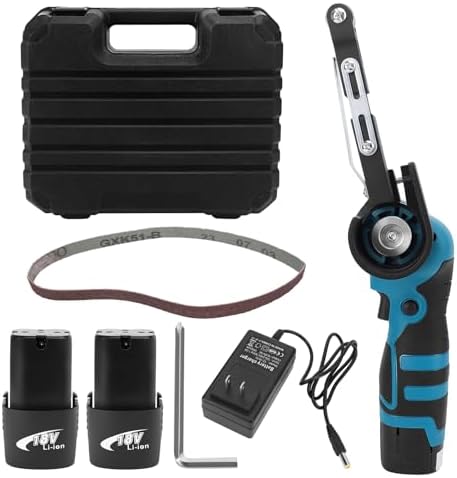 Cordless Belt Sander, 16.8V Lithium Battery, 7000RPM, 15 Sanding Belts(80-1000 Grits), Powerful Motor for Wood, Metal,Curved Surfaces,Long-Lasting Performance, Fast Charging