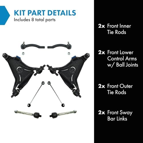 TRQ Front Steering & Suspension Kit Control Arm with Ball Joint Sway Bar