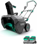Litheli 2x20V Cordless Snow Blower, 20'' Brushless Electric Snow Thrower with Wheels, 180° Adjustable Chute, LED Lights, Battery & Charger Included, Heavy Duty for Driveway Patio