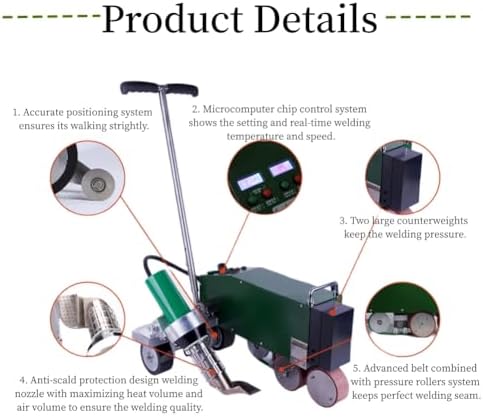 Plastic Welder Roof PVC Waterproof Membrane Welding Machine TPO Automatic Traveling Edge Welding Kit Hot Air Gun Accessories (230V welder+120V heat gun)