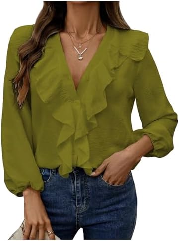 GORGLITTER Women's Ruffled Top Blouses Dressy Business Casual Outfits