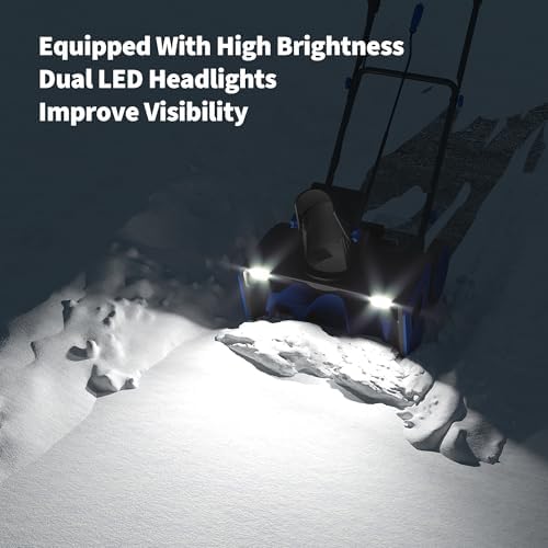 Cordless Snow Blower, 20 Inch Electric Snow Thrower, with 2x20V 4.0Ah Battery and Charger, Dual LED Lights & Brushless Motor, 25 Ft Throwing Distance, 12 in Deep Cleanup, for Sidewalks and Driveways