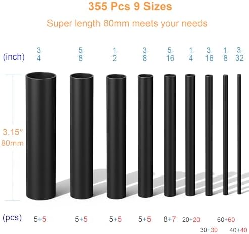 Heat Shrink Tubing Kit 355pcs Shrink Wrap Tube Electrical Wire Connectors