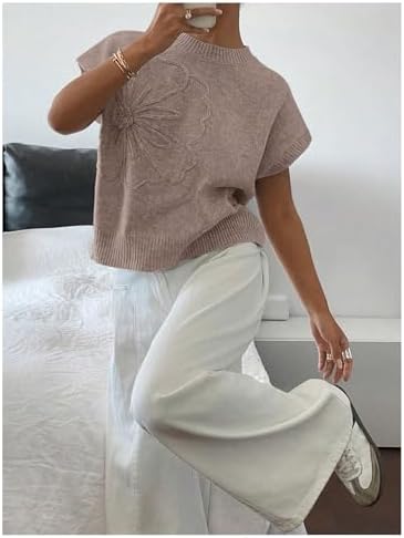 SOLY HUX Women's Short Sleeve Business Casual Sweater