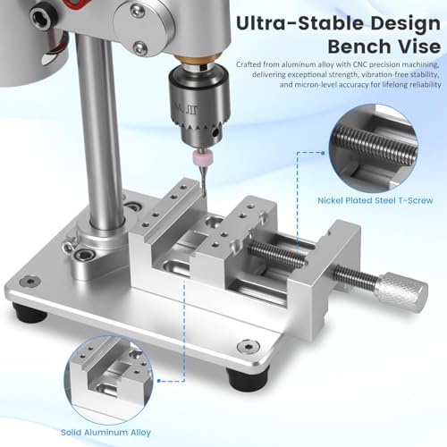 Mini Drill Press Vise, High Precision Aluminum Small Vise 0-1.85" Clamping Range for Crafts, Jewelry Making, Modeling, Repairs, Hobbies, Watches & Small Electronics, Mini Vise for Micro Fabrication