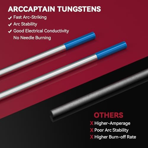 ARCCAPTAIN TIG Tungsten, TIG Welding Tungsten Electrode Blue 2% Lanthanated 10-Pack 3/32"x 7" (WL20/EWLa-2)
