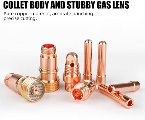 100 Pcs TIG Welding Torch Kit Consumables for WP-17/18/26, Includes Alumina Nozzles, Stubby Gas Lens, Collets, Glass Cup for Arc Welder Accessories Set