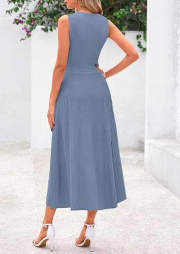 PRETTYGARDEN Women's Summer Pleated Midi Work Dress
