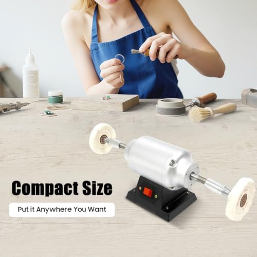 110V Polisher Polishing Machine, 3000Rpm Dental Polishing Polish Lathe Machine Grinder Lab Equipment Polisher, Electric High-Speed Polishing Machine with Double Grinding Position For Casting