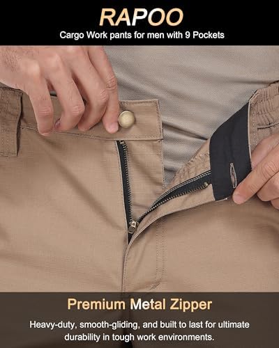 Rapoo Men's Ripstop Cargo Pants Work Pants EDC with 9 Pockets Hiking Pants