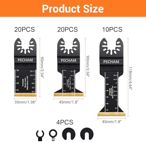 PECHAM 50PCS Titanium Oscillating Tool Blades, Universal Oscillating Multitool Blades Metal Cutting Quick Release for Hard Material Metal Nails Wood Plastic Fit Dewalt Rockwell Milwaukee Makita Bosch