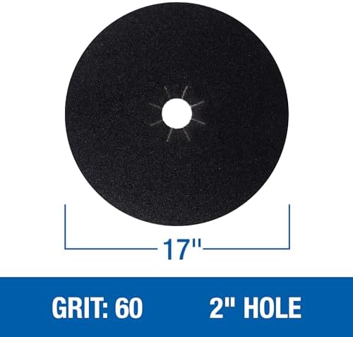 Mercer Industries 427060 Silicon Carbide Floor Sanding Disc, Cloth Back, 17" x 2" Hole, Grit 60X, 20-Pack