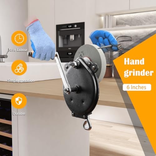 Kitchen Knife Sharpener Hand-cranking Grinding Machine, Sharpener Tool for Kitchen Knives, Garden Tool Sharpener, 6 Inches DIY Polishing Machine Tool Grinder