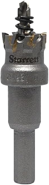 Starrett Tungsten Carbide Tipped Stainless Steel Sheet Metal Hole Saw - Ideal for Stainless, High Alloy Steel, Non-Ferrous Metals, Reinforced Fabrics - 25/32" Diameter - SM20