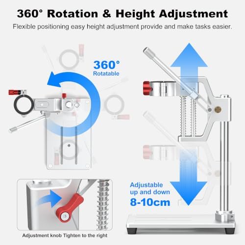Mini Rotary Tool Workstation Stand, Rotary Tool Drill Press & Tool Holder - 1.5 Inch Depth & 360° Rotation - Ideal for Drilling Perpendicular, Bottle neck cutting, small processing and DIY