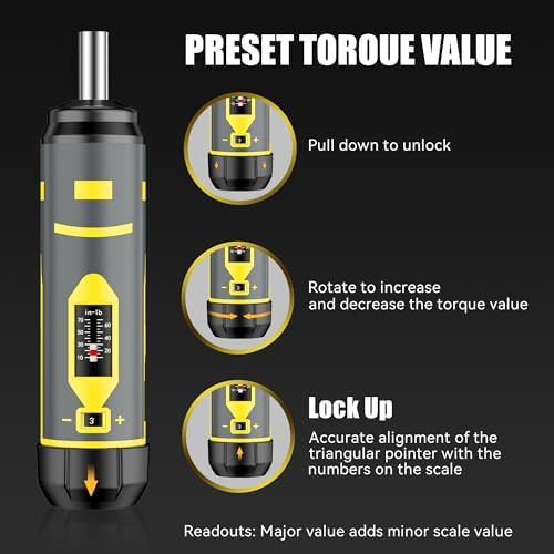 Torque Screwdriver Set 10-70 in-lb,1/4'' Drive with 40 S2 Bits | 10-70 Inch-Pounds Torque Wrench for Scope Mounting, Bcycle Repair & Precision Maintenance.