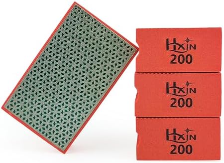 Diamond Hand Polishing Pad Diamond Sanding Block Foam Backed Diamond Sponge Sanding Pads for Wet or Dry Grinding polishing for Granite Marble Stone Tile Glass Ceramic (4, 200# Cubic)