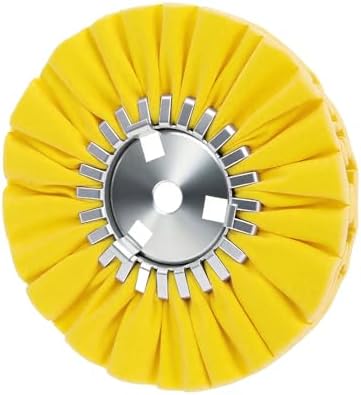 8" Airway Buffing Wheel for Angle Grinder, 5/8" Arbor Hole, 12-Ply Hard Cotton Polishing Wheel for Aluminum, Stainless Steel, Brass & Copper, Yellow, 1 Pcs