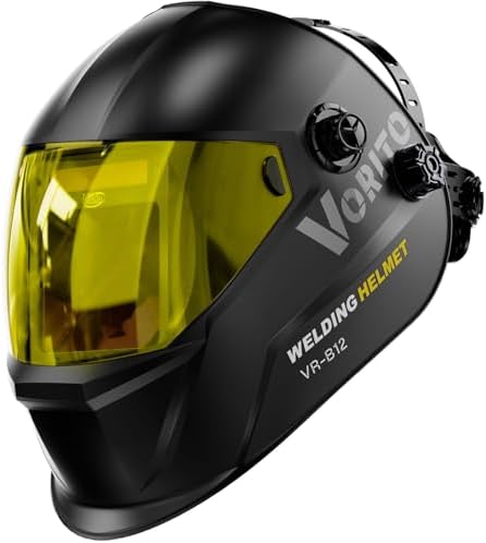 Welding Helmet Auto Darkening Welding Hood 1/1/1/1 Optical Clarity,Large Viewing Screen,True Color Solar Powered,4 Arc Sensor Wide Shade 4/5-9/9-13 Welding Mask with for TIG MIG ARC