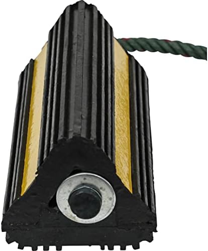 Buyers Products WC24483 Heavy Duty Wheel Chock Set, 4x4x8 Rubber Wheel Chocks with 36 Inch Nylon Rope, Rust & Chemical Proof, Reflective Tape, for Trucks, Utility Vehicles, Ground Support Equipment