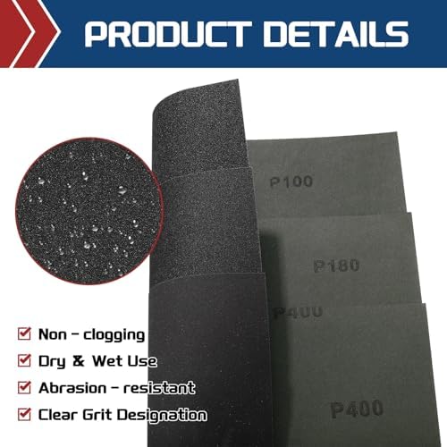 10Pcs Sand Paper 9x11Inch 100Grit Silicon Carbide Sandpaper Sheets