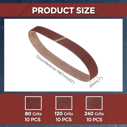 30 Pcs Sanding Belts 1 x 42 Inch 80/120/400 Grit