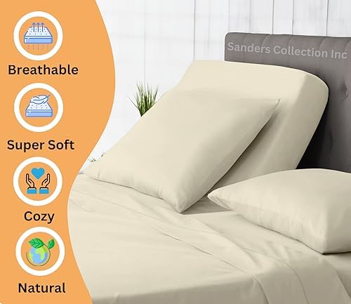 SCI Top Split Flex Sheet Set for Adjustable Bed King Size ,Ivory