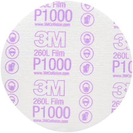 3M Hookit Finishing Film Abrasive Disc, 260L, 00969, 6 in, P1000