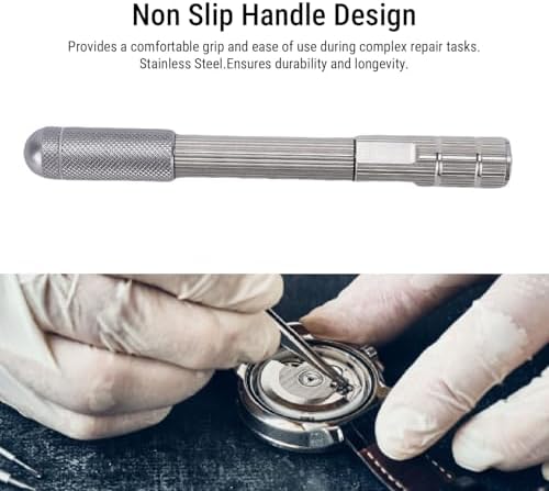 POCREATION Pin Vise Hand Drill with Non Slip Handle, 11cm/4.3in Length, 3 Replacement Heads, Manual Operation, for Watch Repair and Jewelry Making