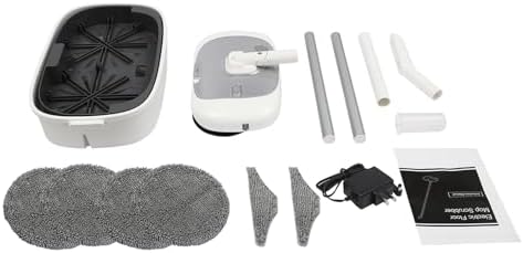 Cordless Electric Mop with Cleaning Bucket for Clean Kitchen, Bedroom and Bathroom, Cordless Mop with 400ml/0.11Gal Water Tank + 4 Mopping Cloths + Lithium Batteries